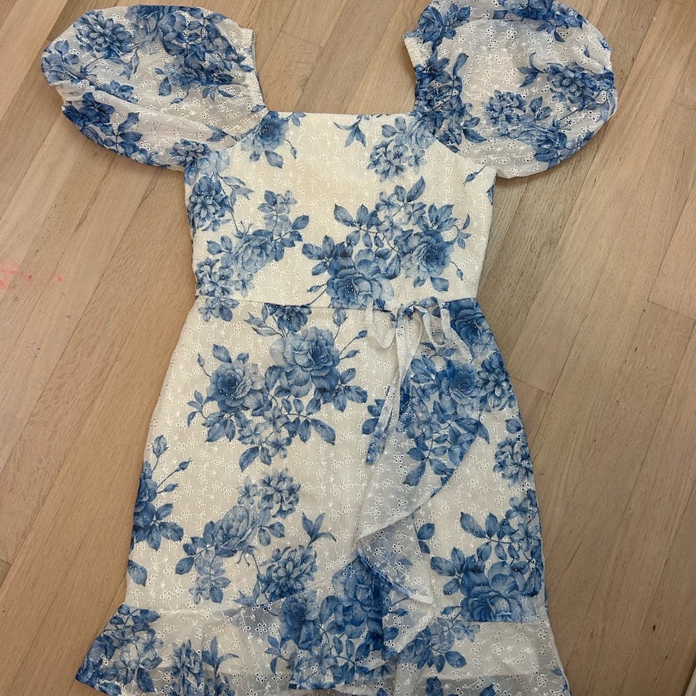Rare Editions Blue Floral Kids Dress